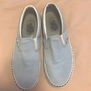 vans classic slip Ons blue with checkered stripe